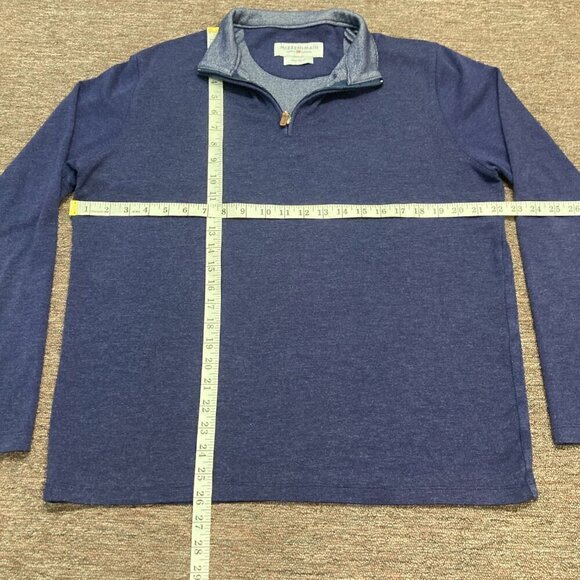 Mizzen + Main 1/4 Zip Pullover Blue Men's Large Trim Fit Made In America - Picture 4 of 7